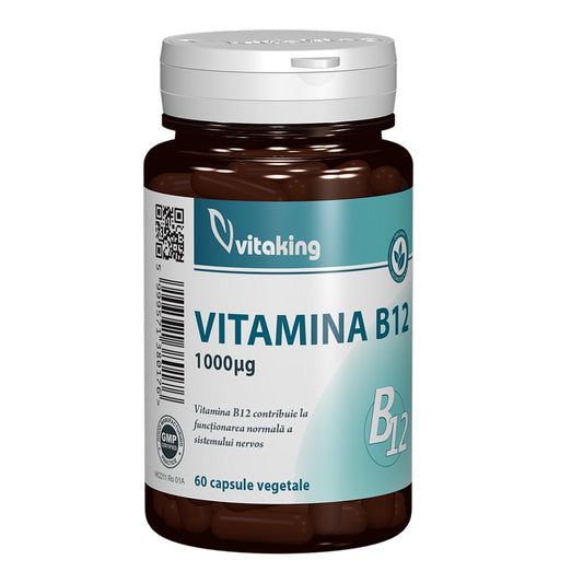 Vitamina B12 (Ciancobalamina), 1000 mcg, 60 capsule vegetale, Vitaking