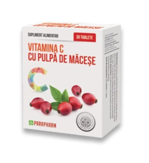 Vitamina C cu pulpa de Macese, 30 capsule, Parapharm